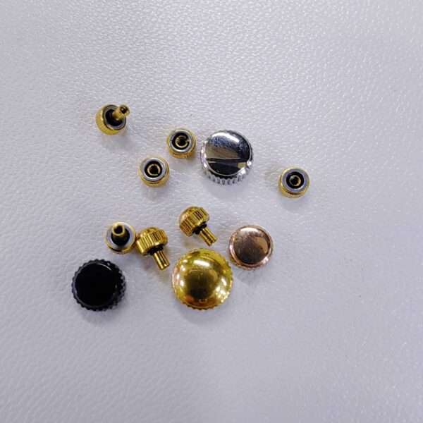 Stainless Steel Universal Crowns and Time-Setting Buttons (No Brand Mark)