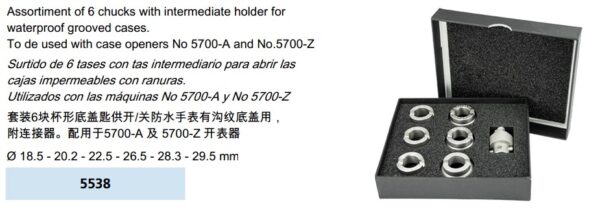 Swiss Made BERGEON 5538 6-Piece Die Set with Adapter for Rolex Oyster Case Back Opening