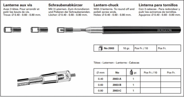 Watch Repair Tool: Swiss Imported BERGEON 2003 Screw Holder & Shortening Tool