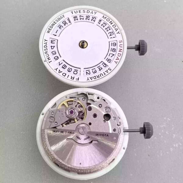Watch Accessories: Brand New Miyota Movement, 8285 Movement, Double Calendar (Upper and Lower Calendar) White Movement, 8285 Mechanical Movement