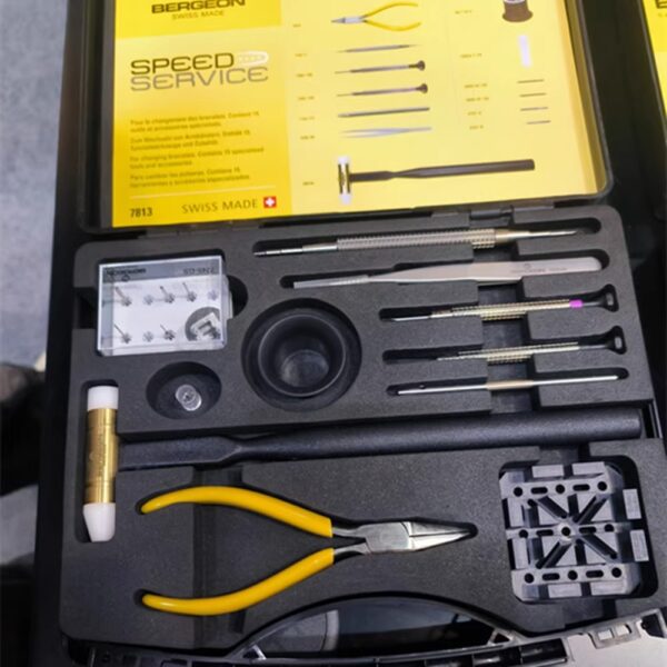 2==、、 Swiss Made BERGEON 7813 Speed Service Tool Set for Watch Band Repair (15-Piece Professional Kit for Stainless Steel Bracelet Adjustment)