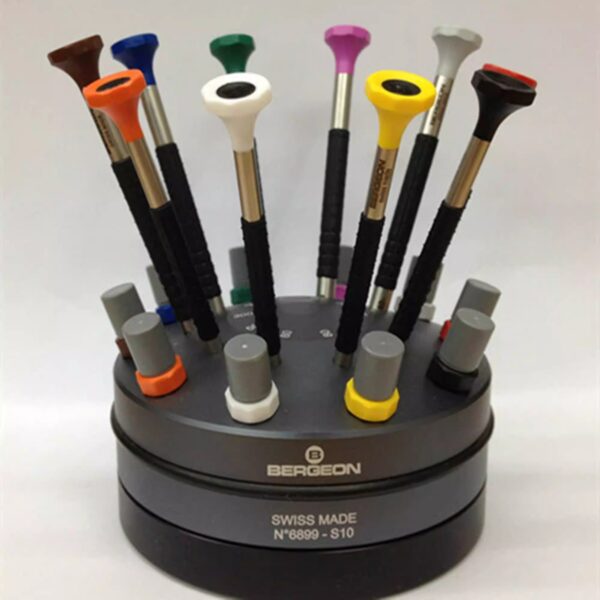 3- Genuine Imported BERGEON 6899-S10 Precision Screwdriver Set with Rotating Stand (for Watch & Clock Repair)