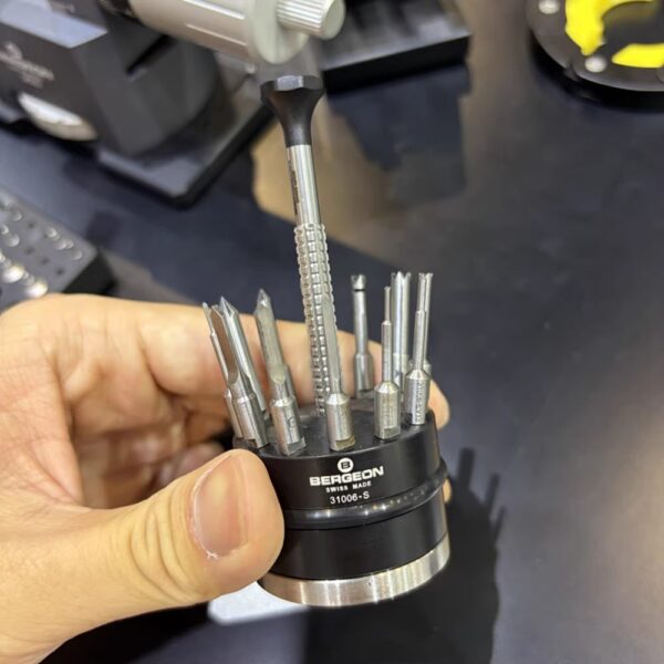 3’ Swiss BERGEON 31006-S12 12-Piece Screwdriver Set with Rotating Stand (Specialty Watchmaker Screwdrivers for Precision Work)