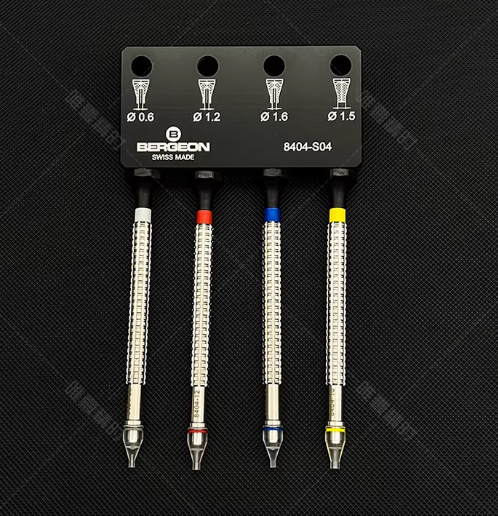 Swiss Made BERGEON 8404-S04 4-Piece Precision Watch Hand Setting Tool Set with Rotating Tips
