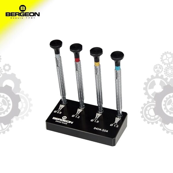 Swiss Made BERGEON 8404-S04 4-Piece Precision Watch Hand Setting Tool Set with Rotating Tips