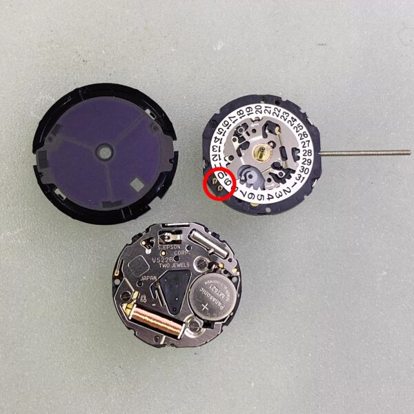 Watch Accessories: Brand - New Original Japanese EPSON Eco - Drive Movement, VS22B Single - Calendar Movement, VS22 Movement, Complete Set with Battery.