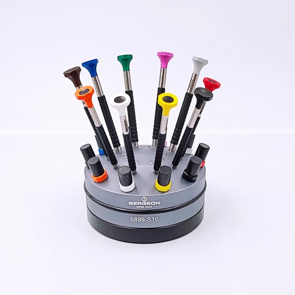 3‘ Genuine Imported BERGEON 6899-S10 Precision Screwdriver Set with Rotating Stand (for Watch & Clock Repair)