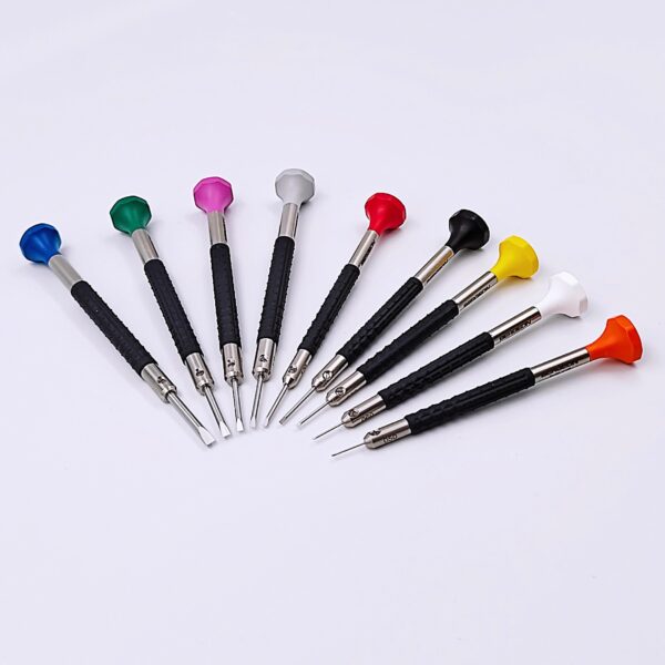 Swiss Made BERGEON 6899-S09 9-Piece Ergonomic Watchmakers Screwdriver Set with Rotating Stand