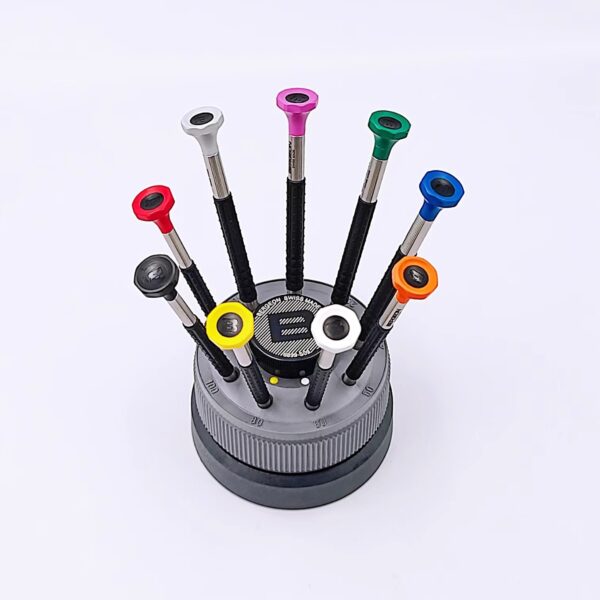 Swiss Made BERGEON 6899-S09 9-Piece Ergonomic Watchmakers Screwdriver Set with Rotating Stand