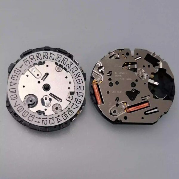 5 Watch Accessories: Brand - New Original Japanese VR3GB Movement, 6 - Pin, Three - Point Calendar, VR3G Quartz Movement.