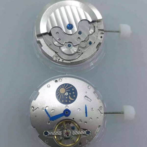 5 Watch Accessories, Domestic Shanghai Six-Hand Tourbillon Movement, Moon Phase at 12 O'clock, Exposed Balance Wheel at 6 O'clock, Single-Beam Multi-Hand Movement