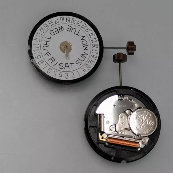 5= Watch Accessories, Original Ronda Quartz Movement, Ronda 517 Movement, Double Calendar (Week at 12 O'clock, Date at 6 O'clock)