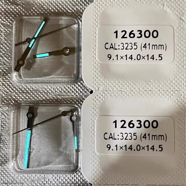 7- Watch Accessories: Hands for Rolex Calibre 3235, Super Bright Blue Luminous Hands, Luminous Hands for Rolex 126209 / 126300