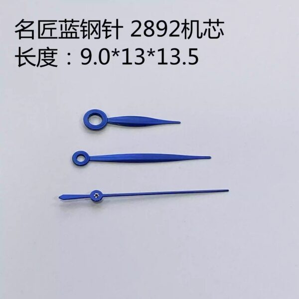 High - quality blued steel watch hands suitable for Longines Master Collection, compatible with 2892 movement, including hour, minute and second hands.