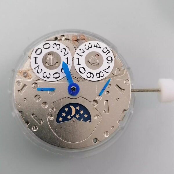 7 Watch Accessories, Shanghai - Made Six - Hand Movement LB20, with Big Calendar at 12 O'clock and Moon - Phase and Star at 6 O'clock, Domestic - Made Movement.