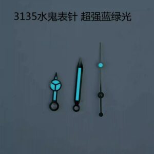 8- Watch Accessories: Hands compatible with Rolex Calibre 3135, Super Luminous Blue-Green Hands for Rolex Submariner 116610