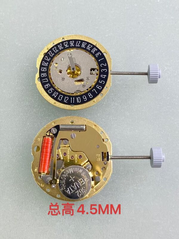 Watch Accessories, Swiss Movement, RONDA 785 Three-Hand Quartz Movement (Gold & White Versions, Date at 3 O'clock Position)