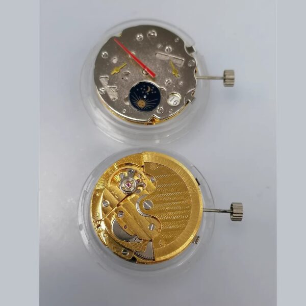 Watch Accessories, Tianjin T17 Forked Movement, Perpetual Calendar with Big Date, 3-6-9 Second Moon Phase, Single Calendar Two-and-a-Half-Hand Gold Movement.