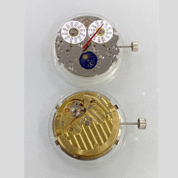 Watch Accessories, Tianjin T17 Forked Movement, Perpetual Calendar with Big Date, 3-6-9 Second Moon Phase, Single Calendar Two-and-a-Half-Hand Gold Movement.