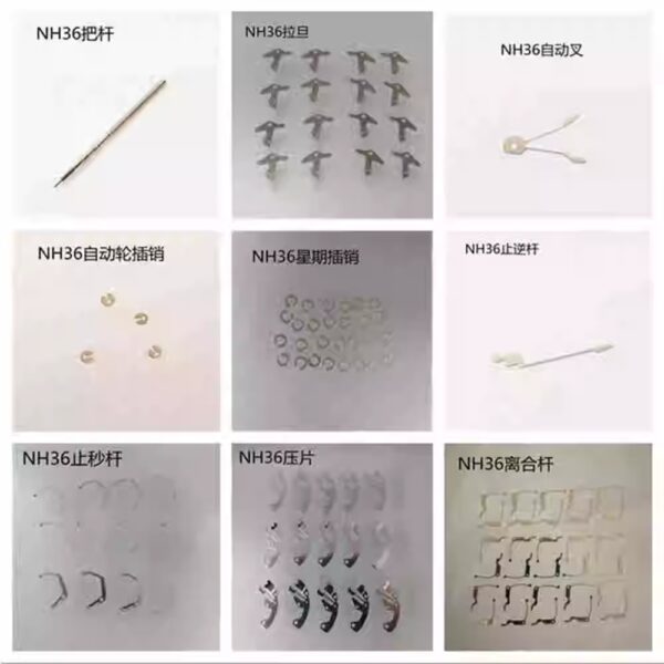 Setting Lever, Automatic Yoke, Reversing Stop Seconds Lever Pressure Plate, Clutch Lever, Pallet Bridge Pin, Barrel Wheel for NH35/NH36 Movements