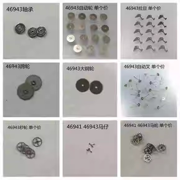Automatic Bearing, Second Wheel, Minute Wheel, Automatic Wheel, Automatic Yoke, Pallet Fork, Escape Wheel, Intermediate Wheel for Orient 46941/46943 Movements