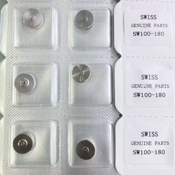 2 Original Swiss SW100 Movement: Second Wheel, Third Wheel, Automatic Third Wheel, Automatic Fourth Wheel, Pallet, Escape Wheel, Crown Wheel, Second Wheel, Barrel, Stem, Balance Wheel
