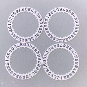 Watch Movement Accessories: Miyota (Japan) OS20/OS10 Date Disc (3 o'clock / 4 o'clock positions, Black & White), Plastic Bridge