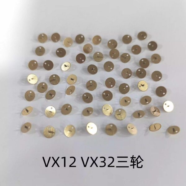 3-- Japanese Movement VX12, VX32 Crossing Wheel, Hour-Minute-Second Wheel, Date Wheel, Setting Wheel, Clutch Wheel, Setting Lever, Third Wheel