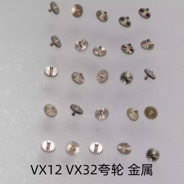 3. Japanese Movement VX12, VX32 Crossing Wheel, Hour-Minute-Second Wheel, Date Wheel, Setting Wheel, Clutch Wheel, Setting Lever, Third Wheel
