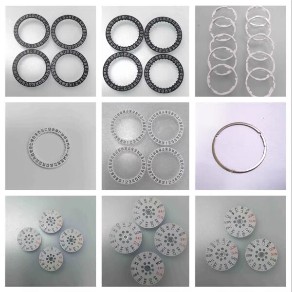 Watch Accessories, 8200/8215 Movement Parts: Date Washer, Dial Ring, Case Clamp Ring, Date Disc, Day Disc