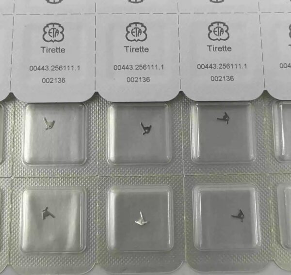 Swiss Imported 256.111 Movement Parts: Stem, Clutch Wheel 407, Retaining Clip, Electronic Retaining Clip