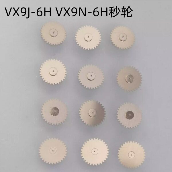 Japanese VX9J: 369H Second Wheel, Day Driving Wheel, Date Driving Wheel, Intermediate Wheel, Hour Wheel, Setting Lever